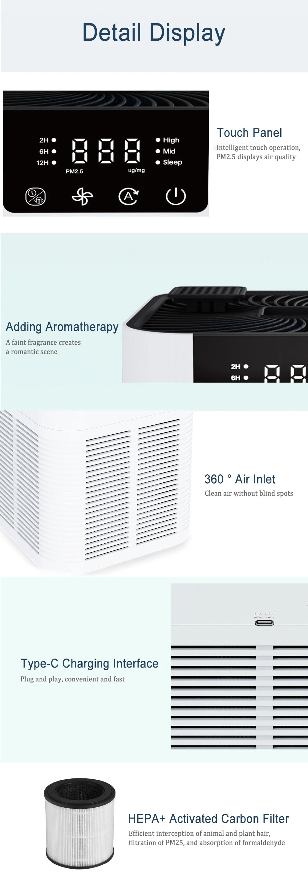 Air Purifier with HEPA & Negative Ion Generator