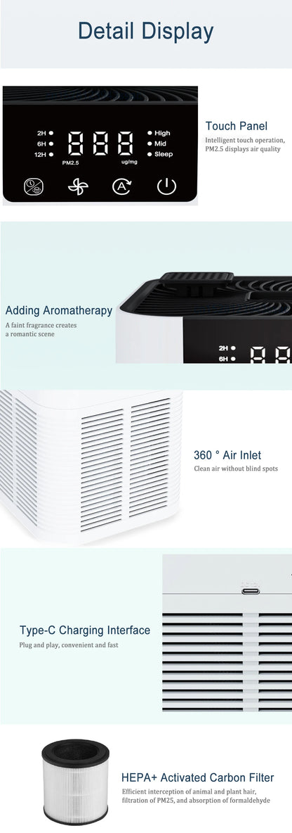 Air Purifier with HEPA & Negative Ion Generator