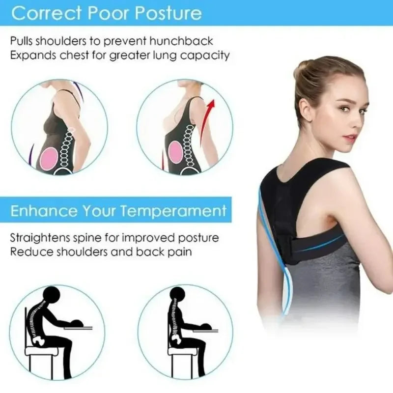 Adjustable Back Posture Correction Belt – Shoulder & Spine Support for Men & Women
